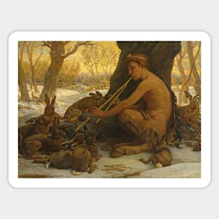 Young Marsyas (Marsyas Enchanting The Hares) by Elihu Vedder Sticker